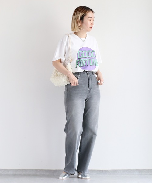 【セール】メタリックプリントデニムストレート（デニムパンツ）｜cepo（セポ）