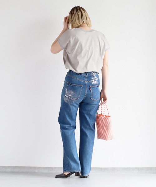 【セール】メタリックプリントデニムストレート（デニムパンツ）｜cepo（セポ）