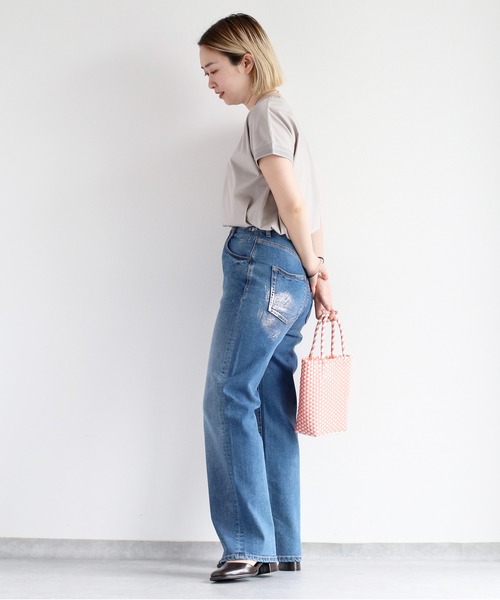 【セール】メタリックプリントデニムストレート（デニムパンツ）｜cepo（セポ）