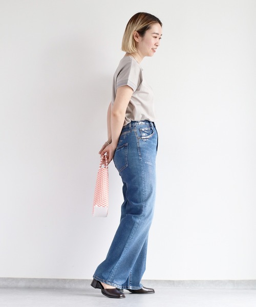 【セール】メタリックプリントデニムストレート（デニムパンツ）｜cepo（セポ）