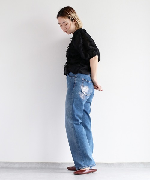 【セール】メタリックプリントデニムストレート（デニムパンツ）｜cepo（セポ）