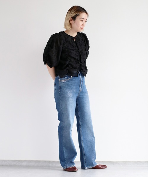 【セール】メタリックプリントデニムストレート（デニムパンツ）｜cepo（セポ）