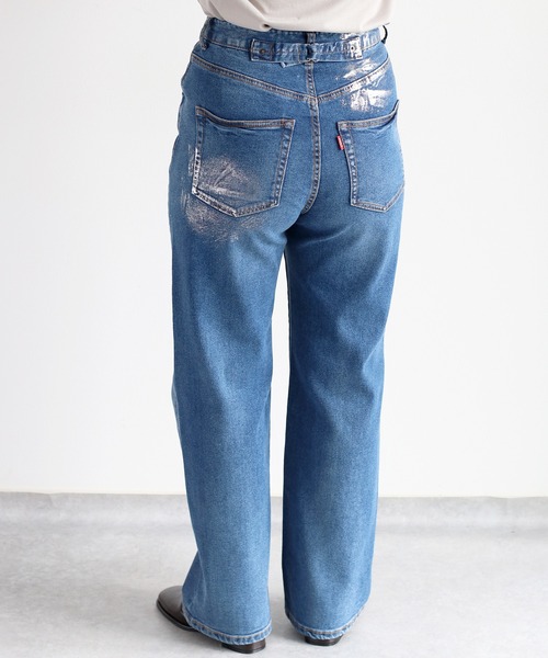 【セール】メタリックプリントデニムストレート（デニムパンツ）｜cepo（セポ）