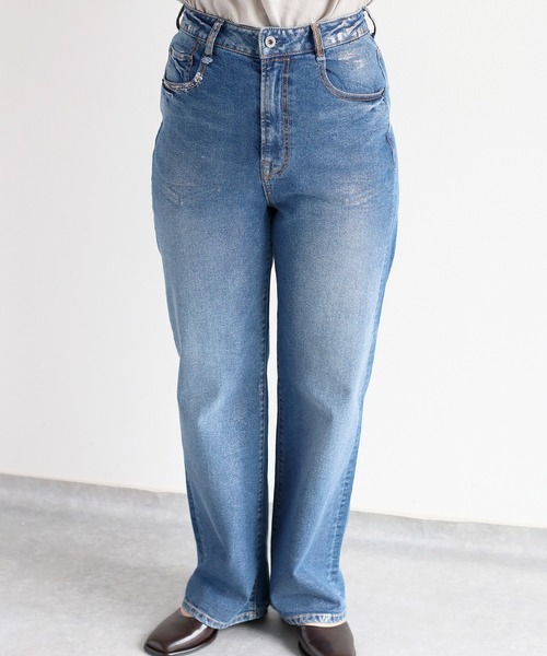 【セール】メタリックプリントデニムストレート（デニムパンツ）｜cepo（セポ）