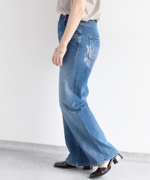 【セール】メタリックプリントデニムストレート（デニムパンツ）｜cepo（セポ）