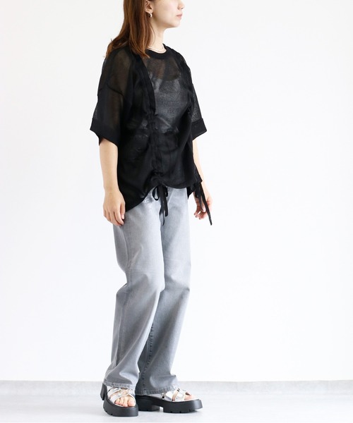 【セール】メタリックプリントデニムストレート（デニムパンツ）｜cepo（セポ）