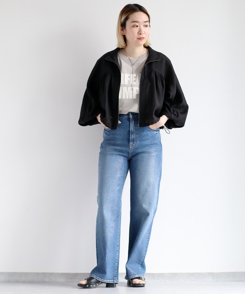 【セール】メタリックプリントデニムストレート（デニムパンツ）｜cepo（セポ）