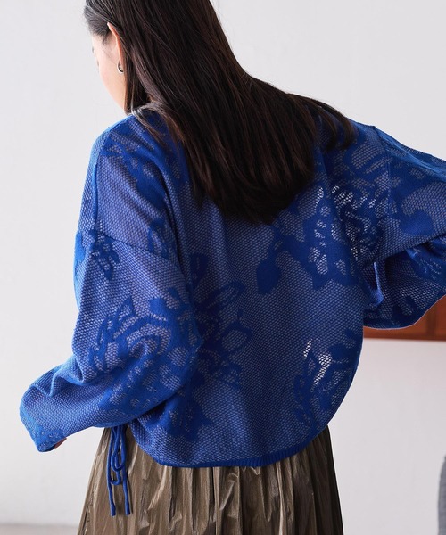 RANAN（ラナン）の「シアーフラワージャカードニット（ニット/セーター・レディース・グレイッシュベージュ/ブラック/ブルー・M/L/LL）」の5枚目の写真