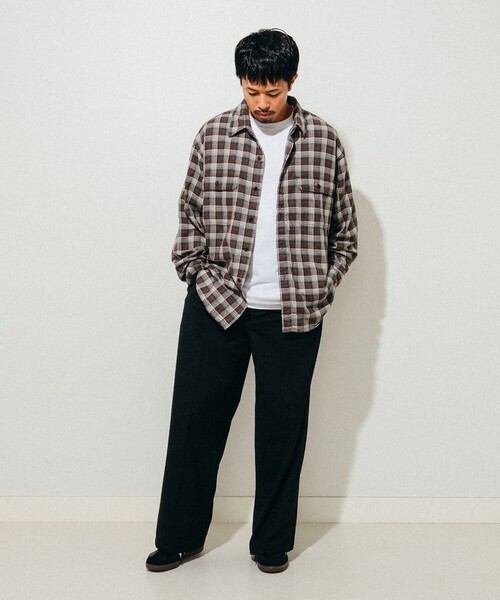 BEAMS（ビームス）の「ヘリンボーン チェック ワークシャツ（シャツ/ブラウス・メンズ・ブラウン/グリーン・S/M/L/XL）」の4枚目の写真