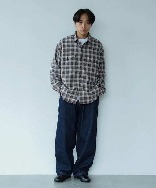 BEAMS（ビームス）の「ヘリンボーン チェック ワークシャツ（シャツ/ブラウス・メンズ・ブラウン/グリーン・S/M/L/XL）」の6枚目の写真