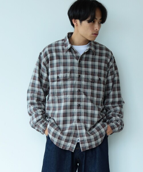 BEAMS（ビームス）の「ヘリンボーン チェック ワークシャツ（シャツ/ブラウス・メンズ・ブラウン/グリーン・S/M/L/XL）」の8枚目の写真