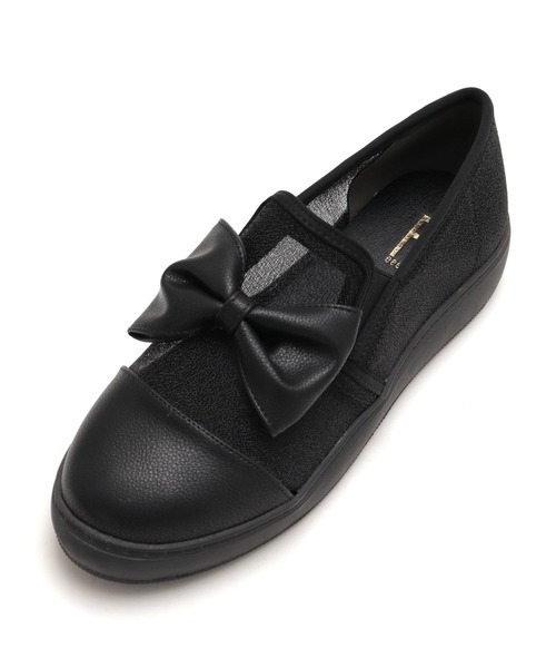 Feee(SHOES)(フィー)の「【軽量】グリッター素材のリボン付き スリッポンスニーカー/Feee(スリッポン・レディース・シルバー/ブラック・24.5cm/24.0cm/23.5cm/23.0cm/22.5cm)」の8枚目の写真