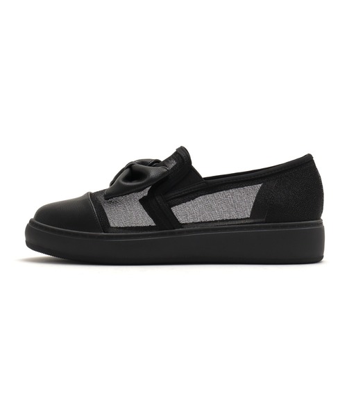 Feee(SHOES)(フィー)の「【軽量】グリッター素材のリボン付き スリッポンスニーカー/Feee(スリッポン・レディース・シルバー/ブラック・24.5cm/24.0cm/23.5cm/23.0cm/22.5cm)」の12枚目の写真