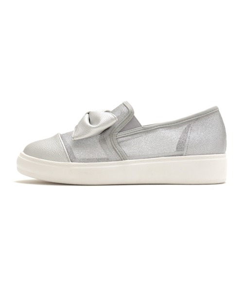 Feee(SHOES)(フィー)の「【軽量】グリッター素材のリボン付き スリッポンスニーカー/Feee(スリッポン・レディース・シルバー/ブラック・24.5cm/24.0cm/23.5cm/23.0cm/22.5cm)」の11枚目の写真