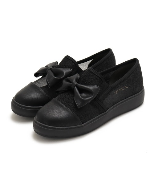 Feee(SHOES)(フィー)の「【軽量】グリッター素材のリボン付き スリッポンスニーカー/Feee(スリッポン・レディース・シルバー/ブラック・24.5cm/24.0cm/23.5cm/23.0cm/22.5cm)」の13枚目の写真