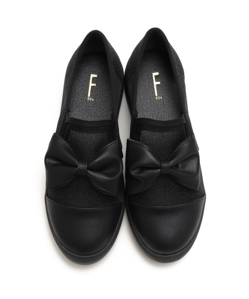 Feee(SHOES)(フィー)の「【軽量】グリッター素材のリボン付き スリッポンスニーカー/Feee(スリッポン・レディース・シルバー/ブラック・24.5cm/24.0cm/23.5cm/23.0cm/22.5cm)」の10枚目の写真