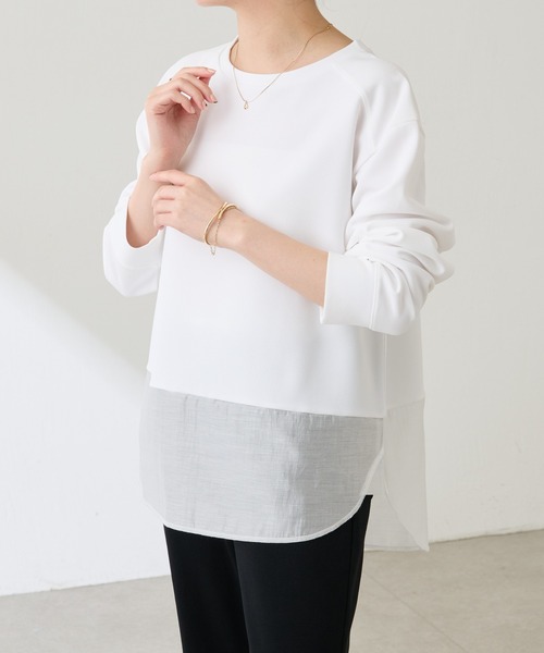 COLLAGE GALLARDAGALANTE（コラージュガリャルダガランテ）の「ジョーゼットロンTEE/WEB限定（Tシャツ/カットソー・レディース・ネイビー/ブルー/オフホワイト/ブラック/ミント/ダークブルー/ホワイト・FREE）」の2枚目の写真