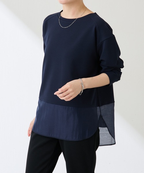 COLLAGE GALLARDAGALANTE（コラージュガリャルダガランテ）の「ジョーゼットロンTEE/WEB限定（Tシャツ/カットソー・レディース・ネイビー/ブルー/オフホワイト/ブラック/ミント/ダークブルー/ホワイト・FREE）」の18枚目の写真