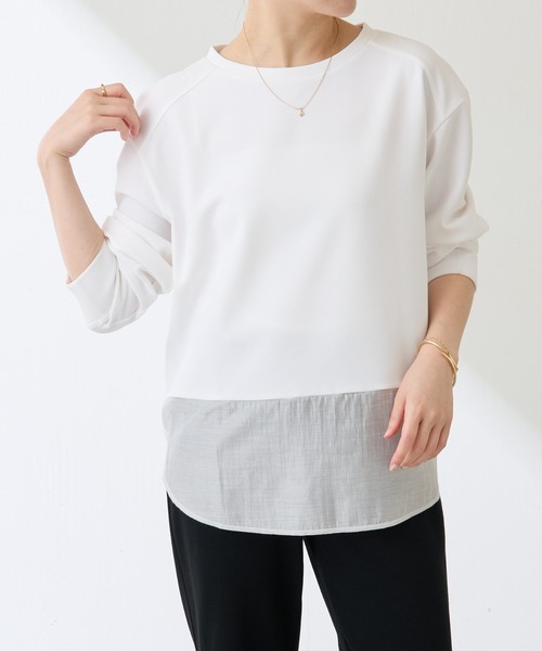 COLLAGE GALLARDAGALANTE（コラージュガリャルダガランテ）の「ジョーゼットロンTEE/WEB限定（Tシャツ/カットソー・レディース・ネイビー/ブルー/オフホワイト/ブラック/ミント/ダークブルー/ホワイト・FREE）」の9枚目の写真