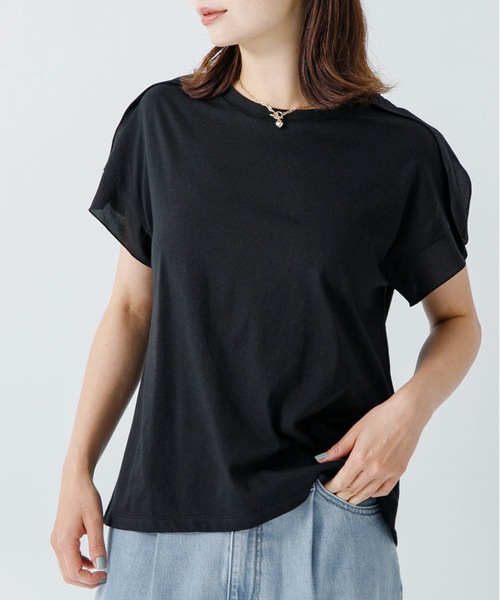 URBAN RESEARCH Sonny Label（アーバンリサーチサニーレーベル）の「ショルダージョーゼットフレンチプルオーバー（Tシャツ/カットソー・レディース・オフホワイト/ブラック/ミント・FREE）」の2枚目の写真