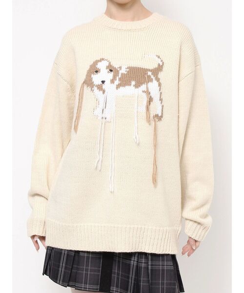 merry jenny(メリージェニー)の「vintage like dogニット / ヴィンテージライクドックニット(ニット/セーター・レディース・ライトブルー/ブラック/アイボリー・FREE)」の2枚目の写真