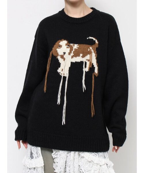 merry jenny(メリージェニー)の「vintage like dogニット / ヴィンテージライクドックニット(ニット/セーター・レディース・ライトブルー/ブラック/アイボリー・FREE)」の3枚目の写真