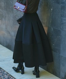 RUIRUE BOUTIQUE | ストレッチ ｜ 選べるシルエット・丈 ボンディング ボリューム スカート（コクーン） ｜ ダンボールニット フレアスカート ロングスカート コクーンスカート ウエストゴム オフィスカジュアル(スカート)