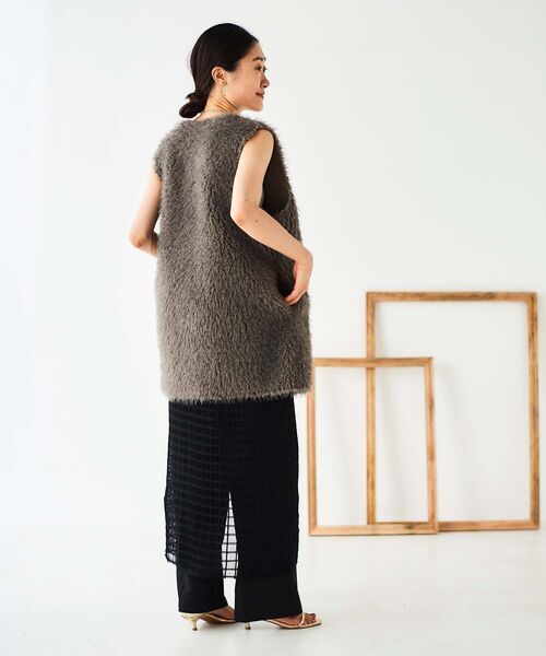 le.coeur blanc(ルクールブラン)の「格子柄レースラップレイヤードスカート(スカート・レディース・ブラック/オフホワイト・38)」の11枚目の写真