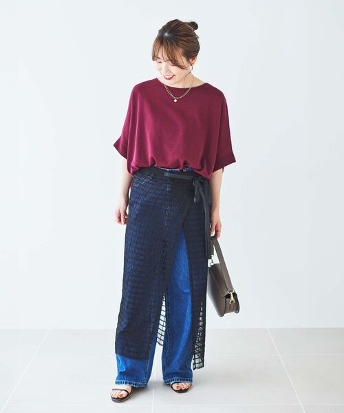 le.coeur blanc(ルクールブラン)の「格子柄レースラップレイヤードスカート(スカート・レディース・ブラック/オフホワイト・38)」の12枚目の写真