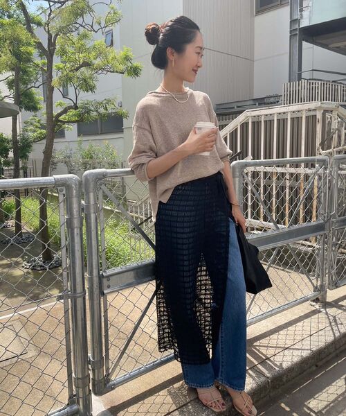 le.coeur blanc(ルクールブラン)の「格子柄レースラップレイヤードスカート(スカート・レディース・ブラック/オフホワイト・38)」の16枚目の写真