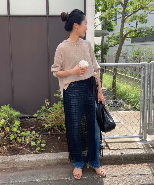 le.coeur blanc(ルクールブラン)の「格子柄レースラップレイヤードスカート(スカート・レディース・ブラック/オフホワイト・38)」の17枚目の写真