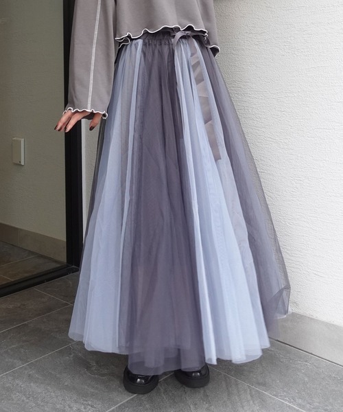 CORNERS(コーナーズ)の「グラデーションチュールスカート(スカート・レディース・ピンク/ブラック×ホワイト/ブラウン/ブルー/グレイッシュブルー/ブラック×ピンク/チャコールグレー・M)」の1枚目の写真