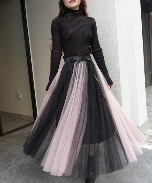 CORNERS(コーナーズ)の「グラデーションチュールスカート(スカート・レディース・ピンク/ブラック×ホワイト/ブラウン/ブルー/グレイッシュブルー/ブラック×ピンク/チャコールグレー・M)」の3枚目の写真