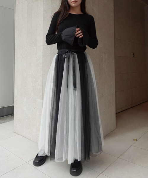 CORNERS(コーナーズ)の「グラデーションチュールスカート(スカート・レディース・ピンク/ブラック×ホワイト/ブラウン/ブルー/グレイッシュブルー/ブラック×ピンク/チャコールグレー・M)」の19枚目の写真