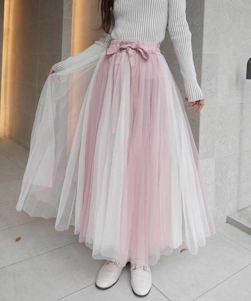 CORNERS(コーナーズ)の「グラデーションチュールスカート(スカート・レディース・ピンク/ブラック×ホワイト/ブラウン/ブルー/グレイッシュブルー/ブラック×ピンク/チャコールグレー・M)」の9枚目の写真