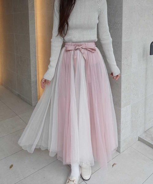 CORNERS(コーナーズ)の「グラデーションチュールスカート(スカート・レディース・ピンク/ブラック×ホワイト/ブラウン/ブルー/グレイッシュブルー/ブラック×ピンク/チャコールグレー・M)」の10枚目の写真