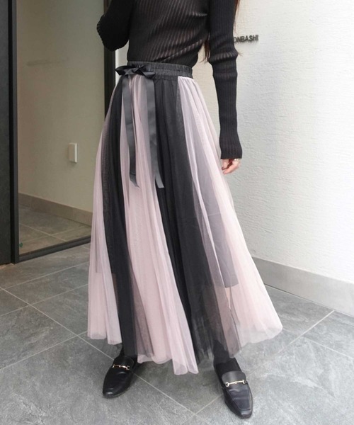 CORNERS(コーナーズ)の「グラデーションチュールスカート(スカート・レディース・ピンク/ブラック×ホワイト/ブラウン/ブルー/グレイッシュブルー/ブラック×ピンク/チャコールグレー・M)」の12枚目の写真