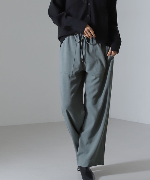 NANO universe（ナノユニバース）の「ベイカーイージードロストパンツ（セットアップ可）（その他パンツ・レディース・ベージュ/グリーン/ブラック・FREE）」の3枚目の写真
