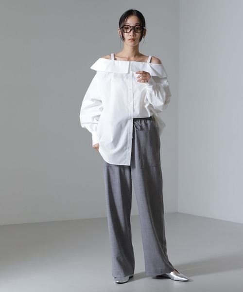 NANO universe（ナノユニバース）の「ベイカーイージードロストパンツ（セットアップ可）（その他パンツ・レディース・ベージュ/グリーン/ブラック・FREE）」の6枚目の写真