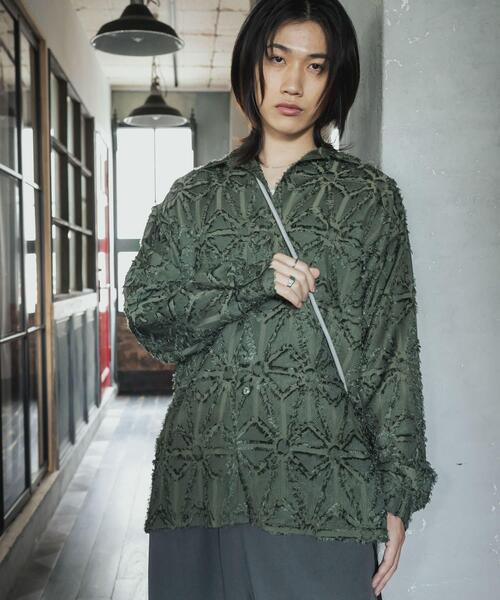 セール】フリンジジャガードレギュラーカラーシャツ（シャツ/ブラウス