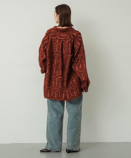 セール】フリンジジャガードレギュラーカラーシャツ（シャツ/ブラウス