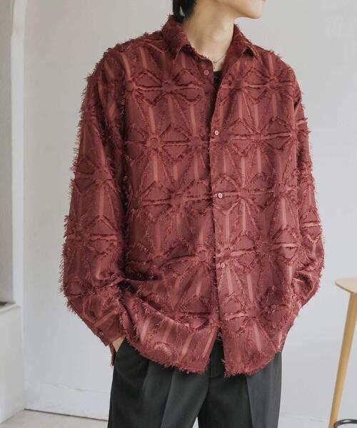 SENSE OF PLACE by URBAN RESEARCH（センスオブプレイスバイアーバンリサーチ）の「フリンジジャガードレギュラーカラーシャツ（シャツ/ブラウス・メンズ・レッド/カーキ/ライトブルー・MEDIUM/LARGE）」の22枚目の写真