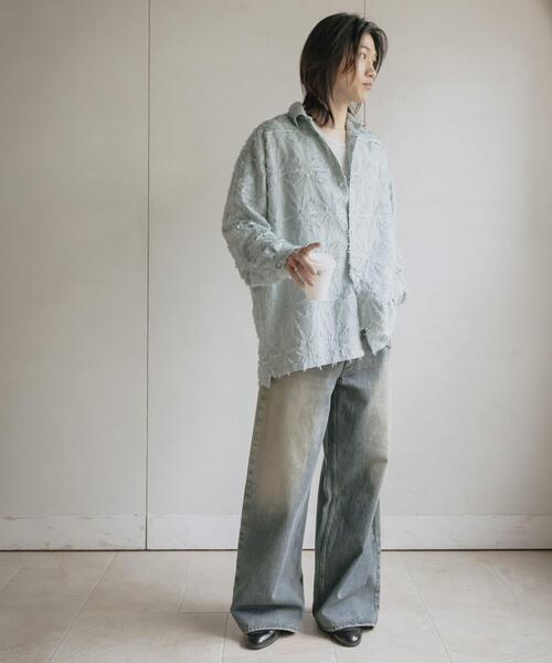 SENSE OF PLACE by URBAN RESEARCH（センスオブプレイスバイアーバンリサーチ）の「フリンジジャガードレギュラーカラーシャツ（シャツ/ブラウス・メンズ・レッド/カーキ/ライトブルー・MEDIUM/LARGE）」の8枚目の写真