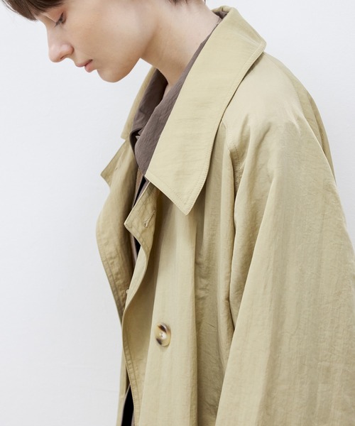 セール】【TAGEECHITA】軽やかシワ加工 ロング丈ステンカラーコート