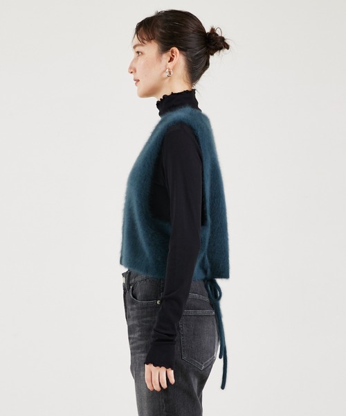 qualite（カリテ）の「ラクーンフォックスニットジレ（ベスト・レディース・グレー/ダークグリーン・フリー）」の11枚目の写真