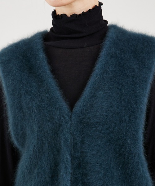 qualite（カリテ）の「ラクーンフォックスニットジレ（ベスト・レディース・グレー/ダークグリーン・フリー）」の13枚目の写真