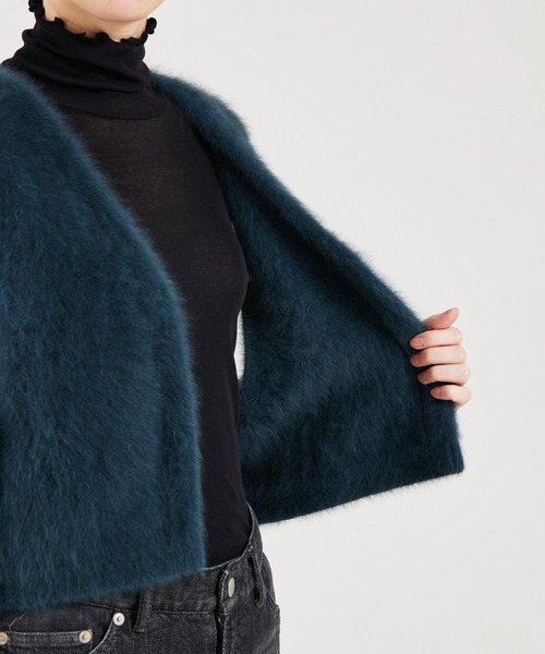 qualite（カリテ）の「ラクーンフォックスニットジレ（ベスト・レディース・グレー/ダークグリーン・フリー）」の17枚目の写真