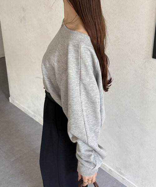 Thevon（ゼボン）の「ボートネック刺繍ロゴプルオーバー（Tシャツ/カットソー・レディース・ライトグレー/ブラウン/チャコールグレー/グレー/ネイビー/ベージュ/ピンク・FREE）」の10枚目の写真