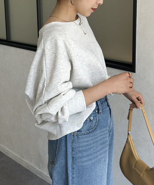 Thevon（ゼボン）の「ボートネック刺繍ロゴプルオーバー（Tシャツ/カットソー・レディース・ライトグレー/ブラウン/チャコールグレー/グレー/ネイビー/ベージュ/ピンク・FREE）」の18枚目の写真