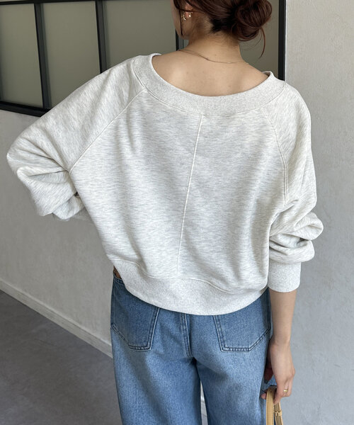 Thevon（ゼボン）の「ボートネック刺繍ロゴプルオーバー（Tシャツ/カットソー・レディース・ライトグレー/ブラウン/チャコールグレー/グレー/ネイビー/ベージュ/ピンク・FREE）」の19枚目の写真